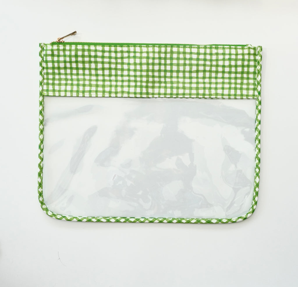 Green Gingham Large Needlepoint Pouch