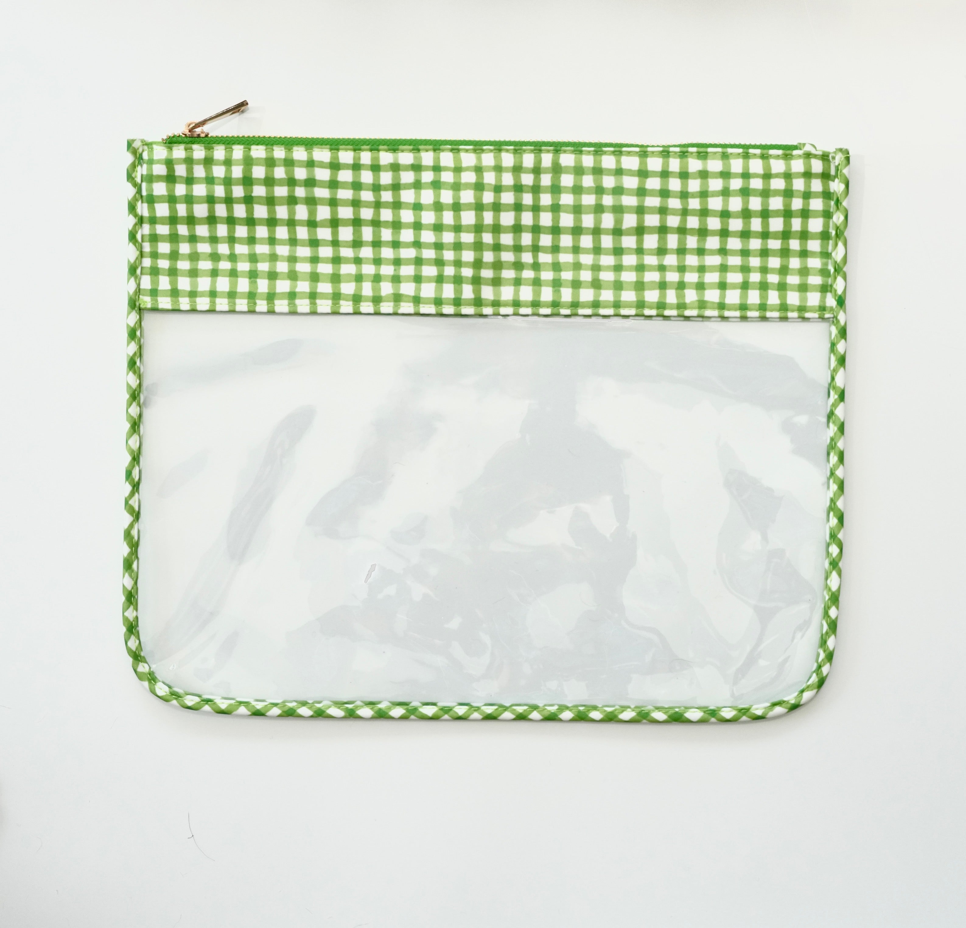 Green Gingham Large Needlepoint Pouch
