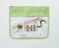 Green Gingham Large Needlepoint Pouch