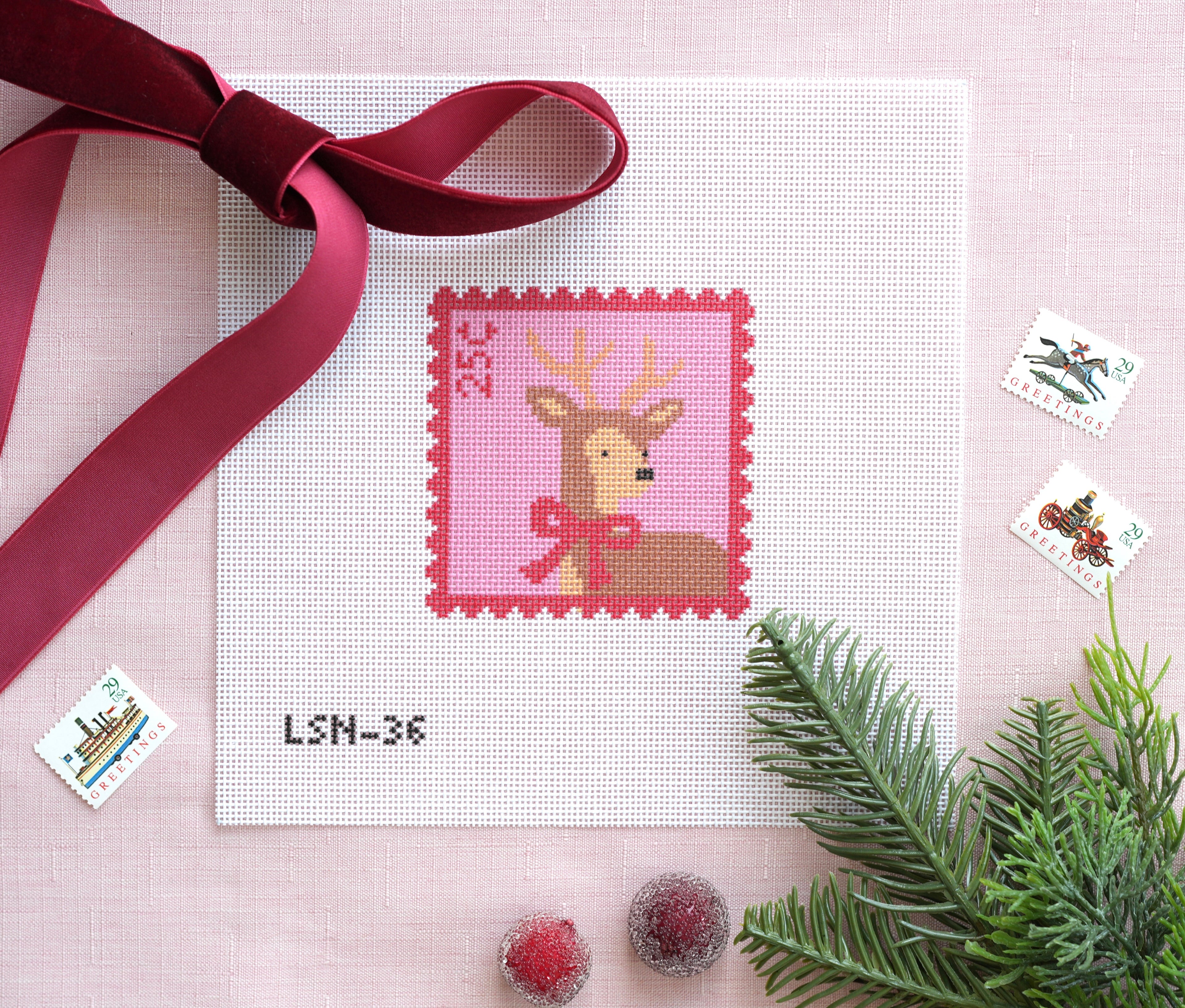 PRE-ORDER: Holiday Pink Deer Stamp