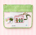 Green Gingham Large Needlepoint Pouch
