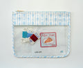 Blue Floral Stripe Large Needlepoint Pouch