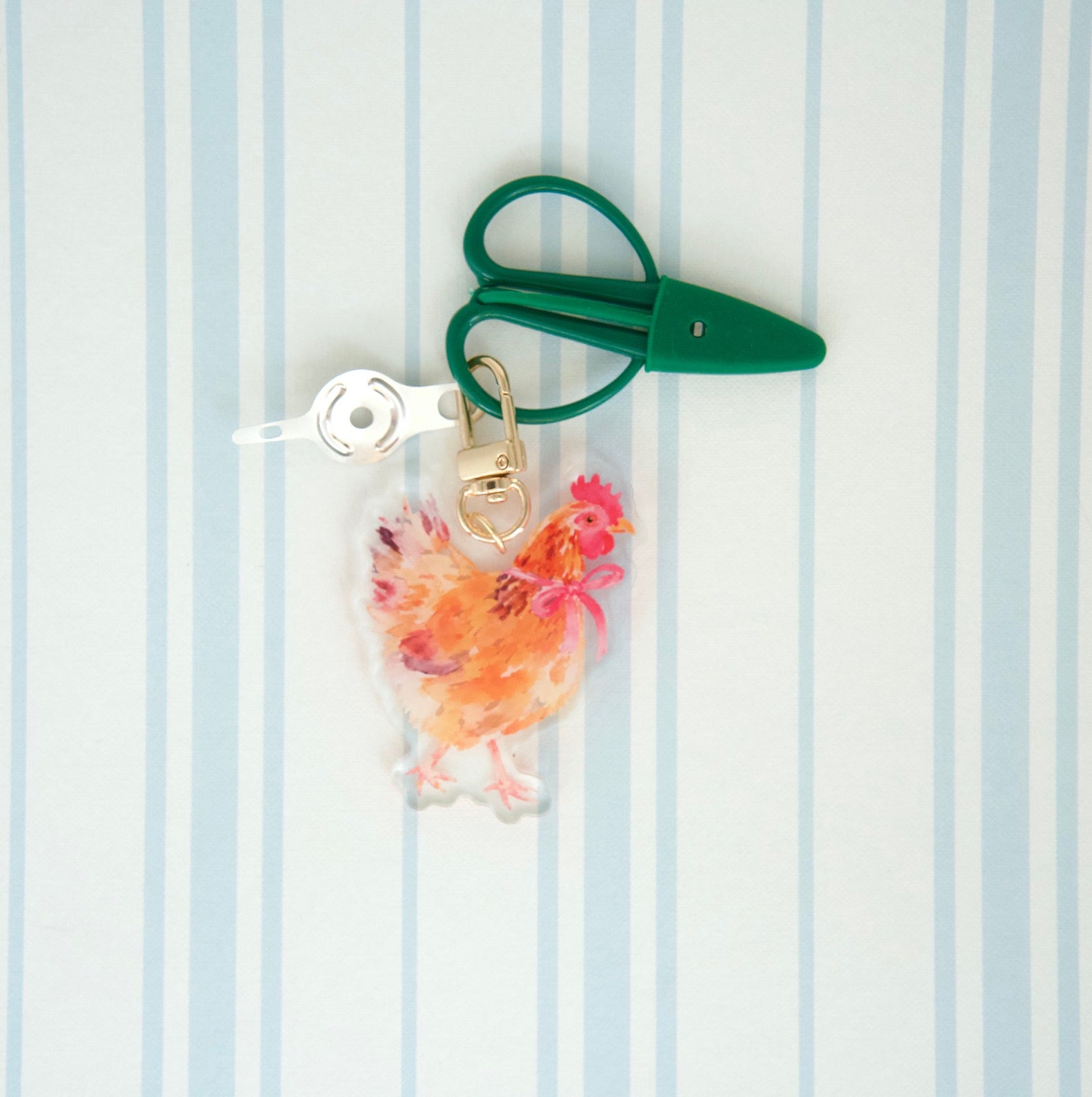 Spring Chicken Acrylic Charm, Scissors & Threader