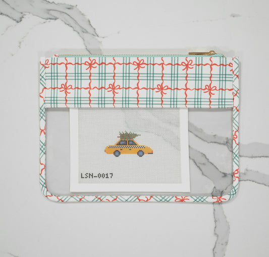 Christmas Bow Needlepoint Pouch