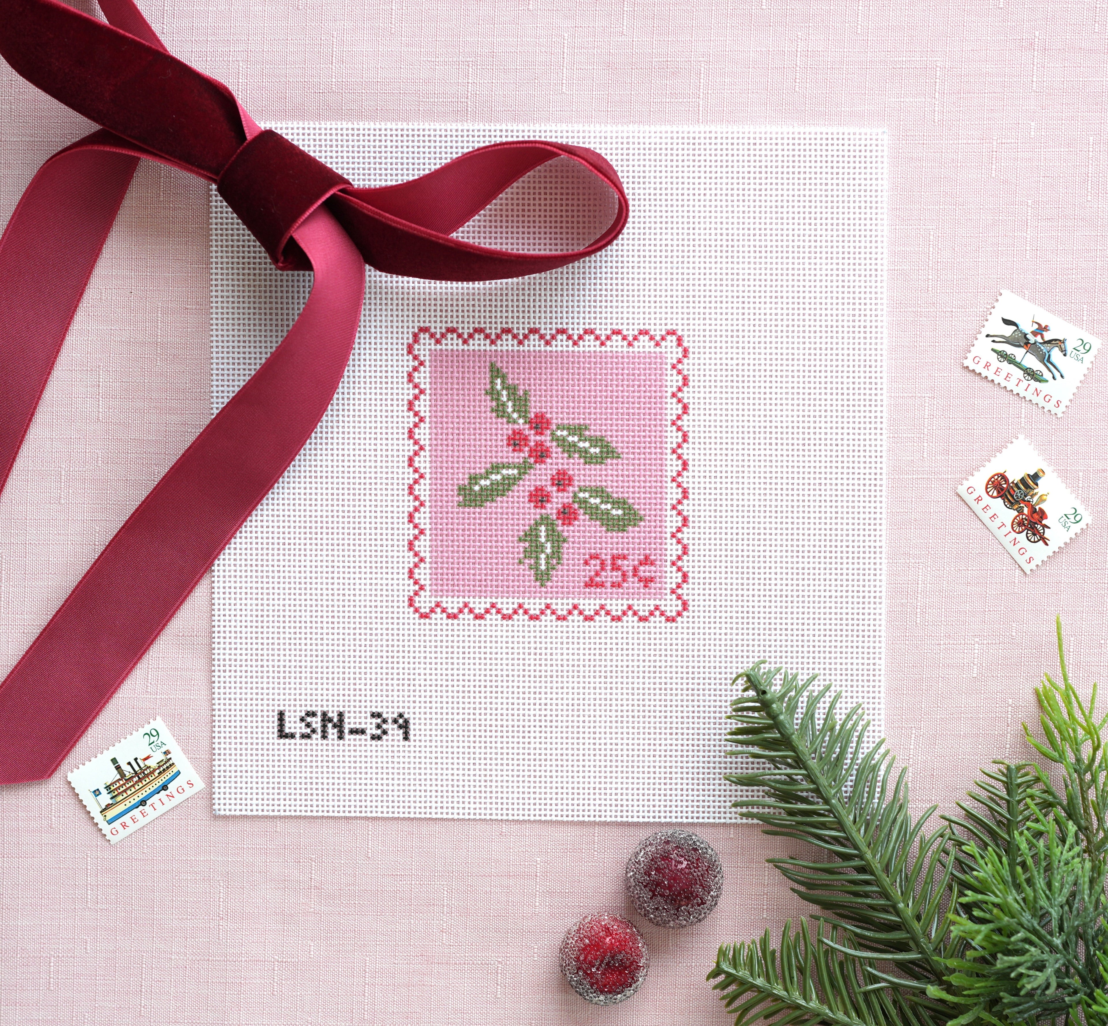 PRE-ORDER Holiday Pink Holly Stamp