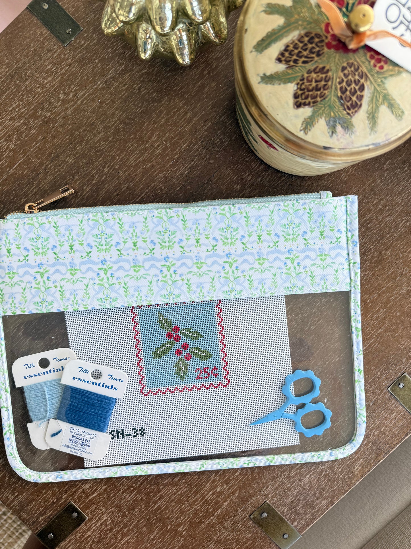 Spring Trellis Needlepoint Project Pouch