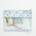 Blue Toile Floral Needlepoint Project Pouch