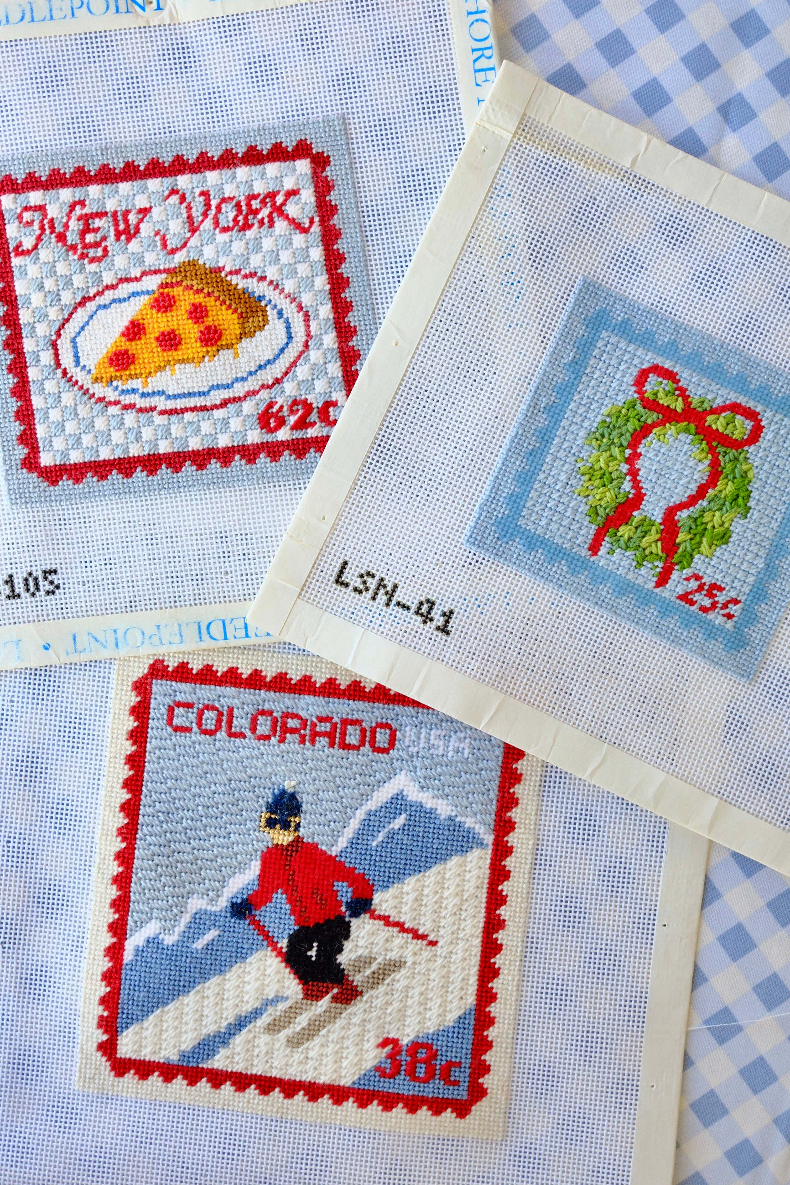 PRE-ORDER: Blue Holiday Wreath Postage Stamp
