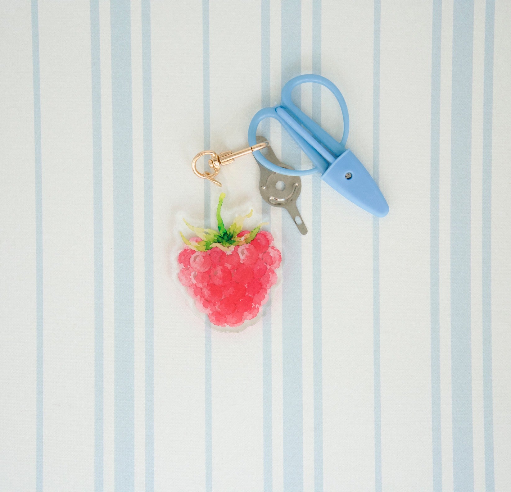 Raspberry Acrylic Charm, Scissors & Threader