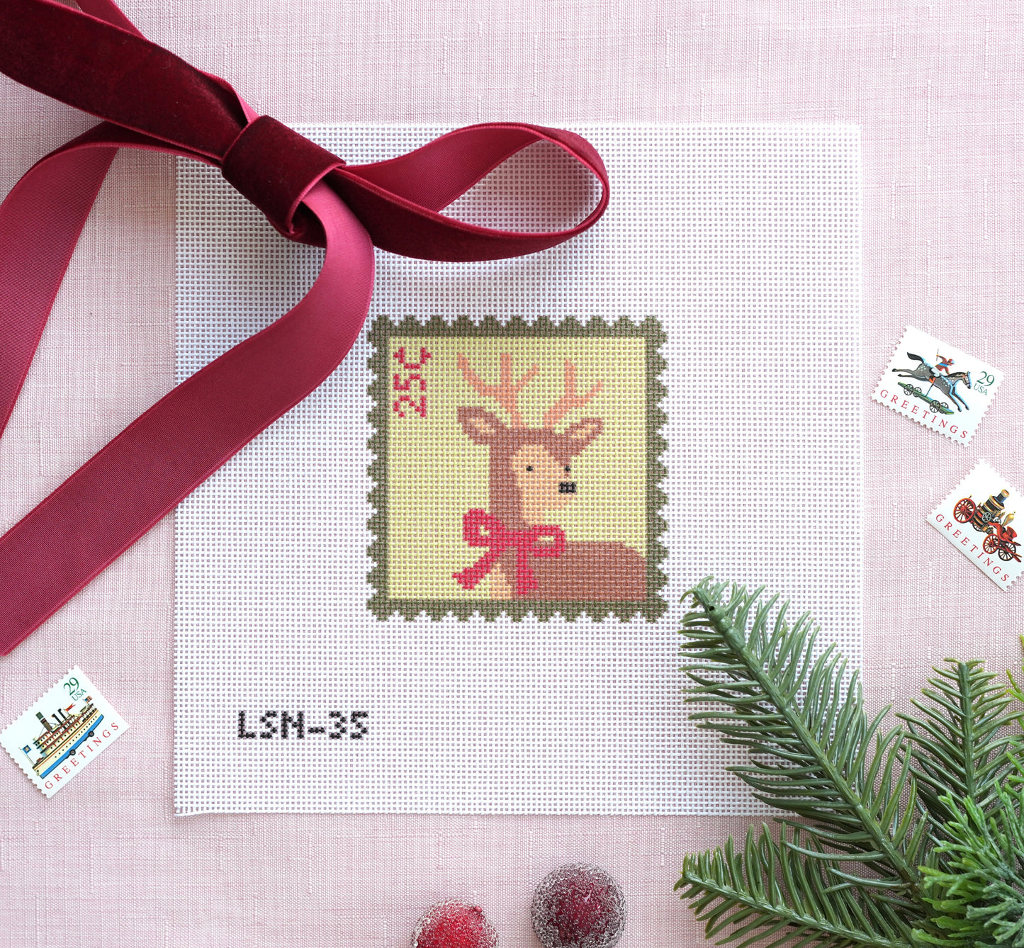 Holiday Green Deer Stamp