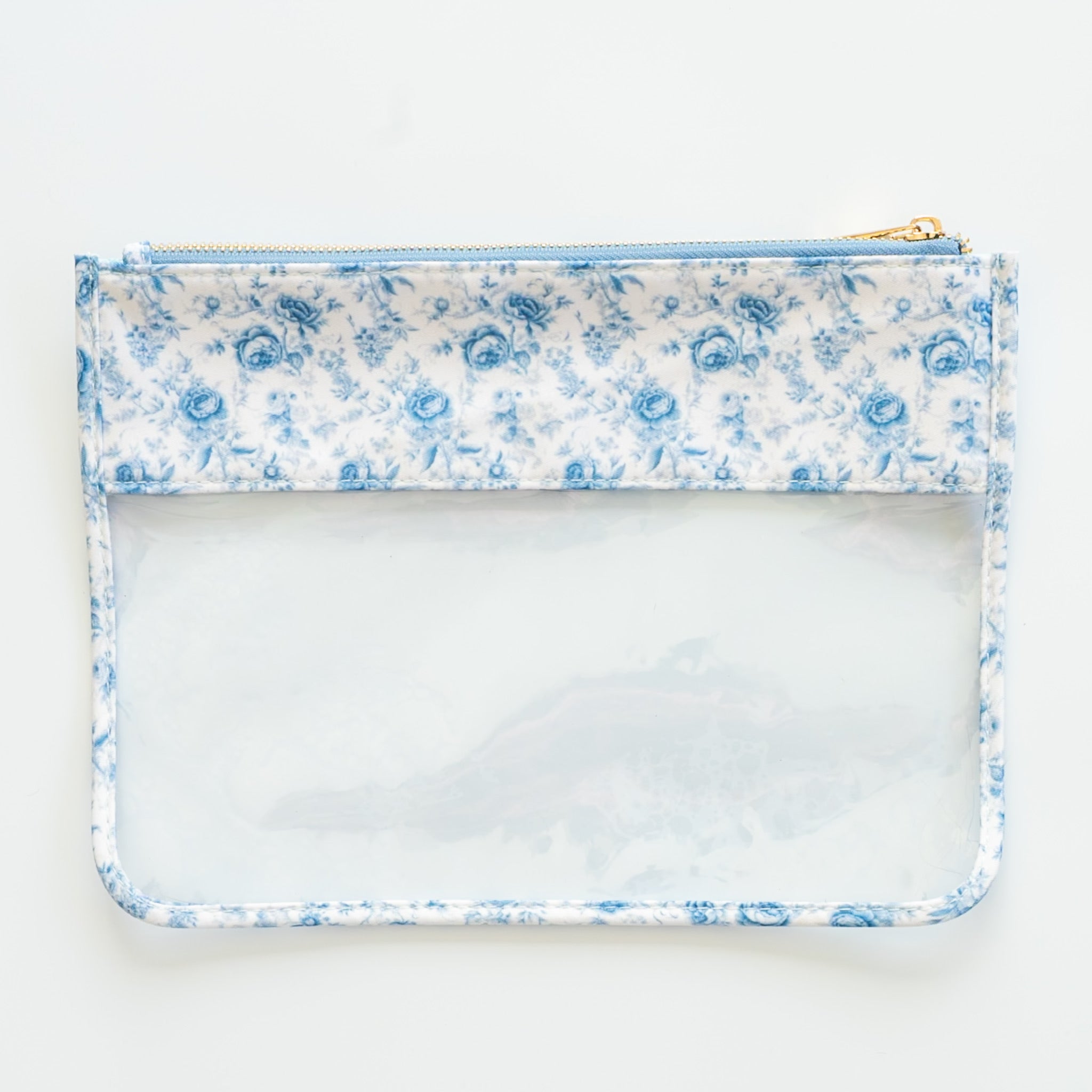 Blue Toile Floral Needlepoint Project Pouch