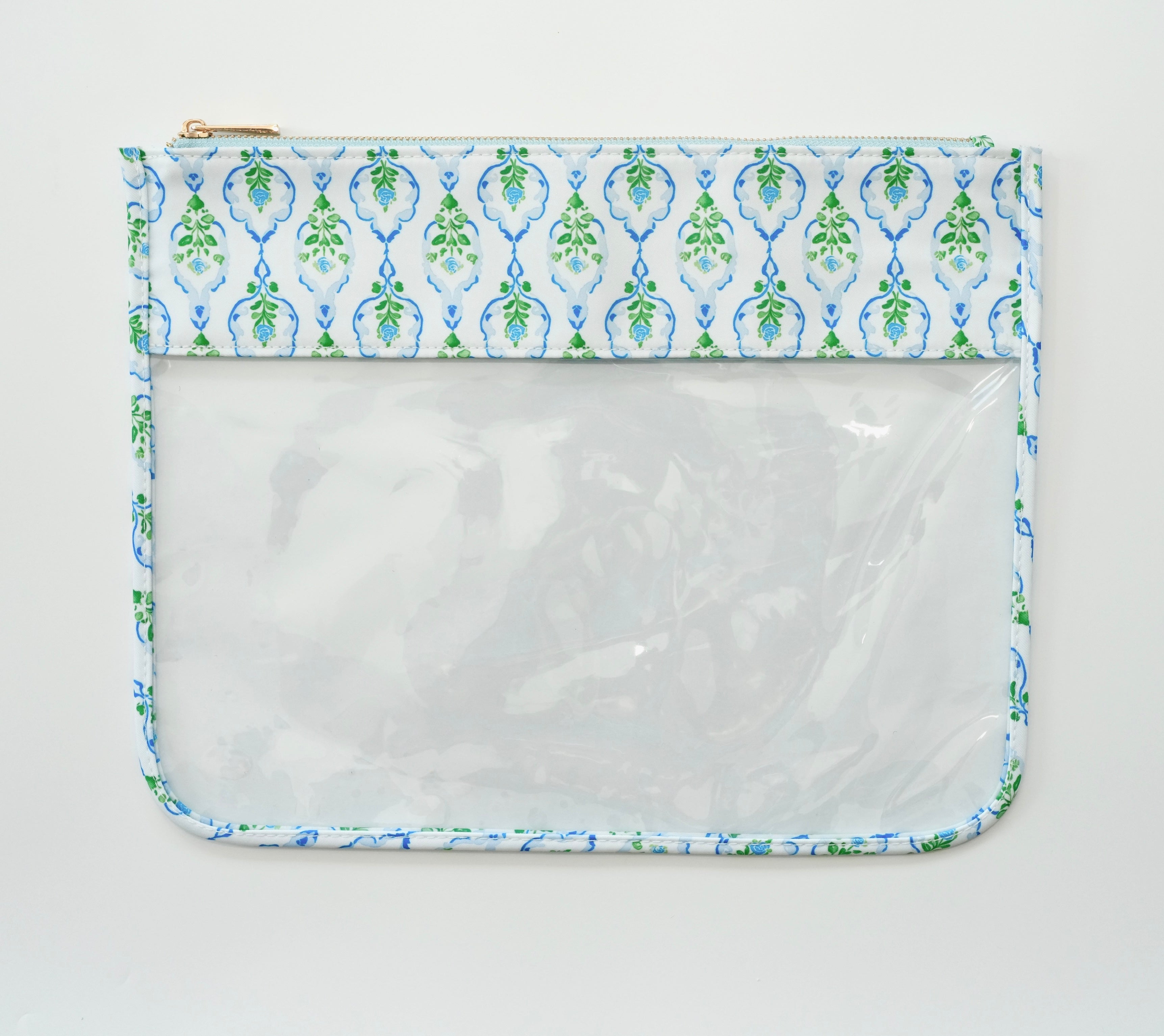 Blue and Green Trellis Large Needlepoint Project Pouch