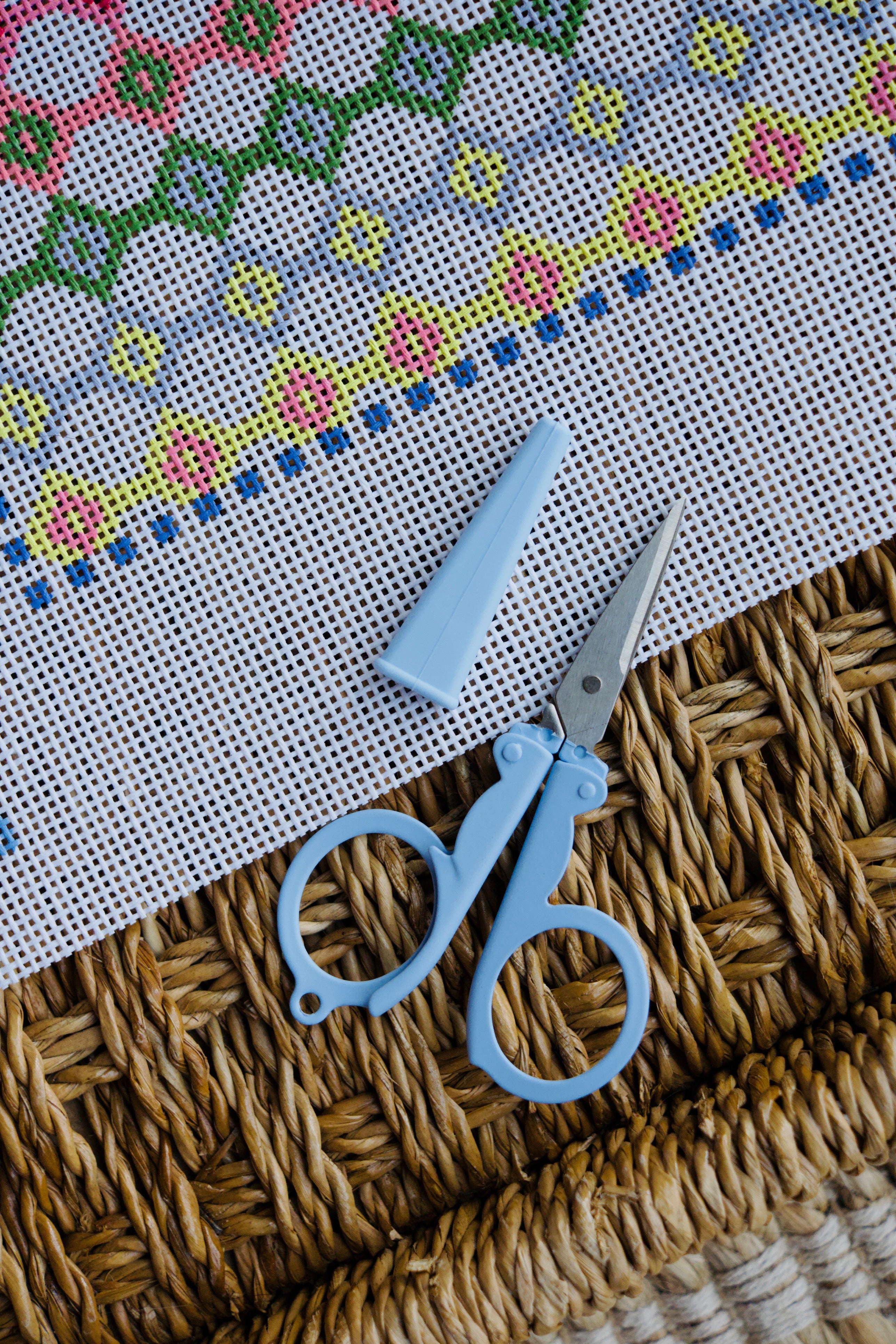 Powder Blue Folding Needlepoint Scissors