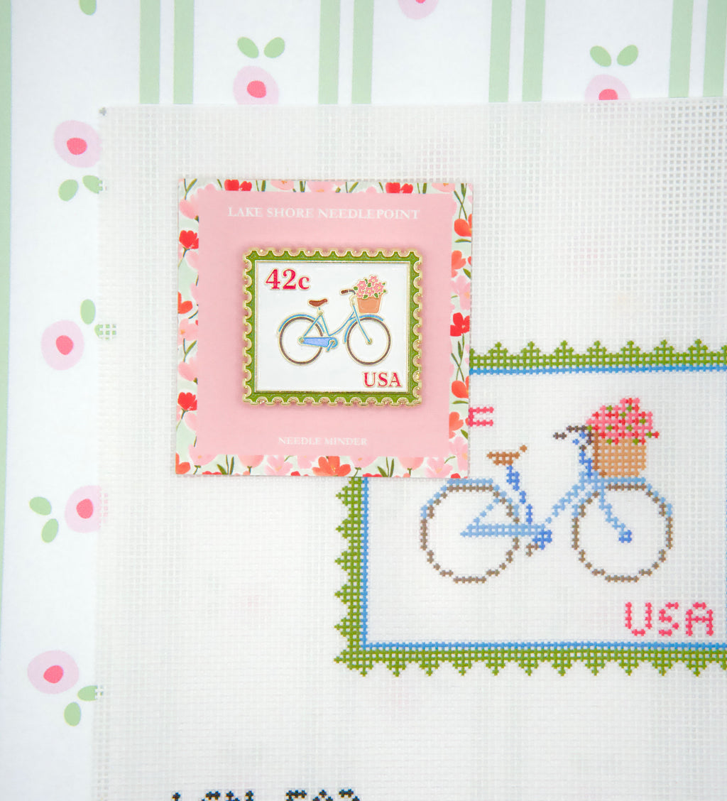 Petals and Pedals Postage Stamp Needle Minder