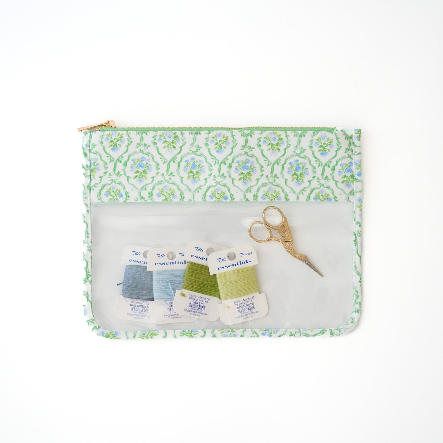 Green Floral Project Pouch
